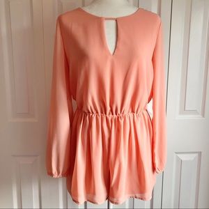 Depri Light Peach Orange Long Sleeve Romper Large